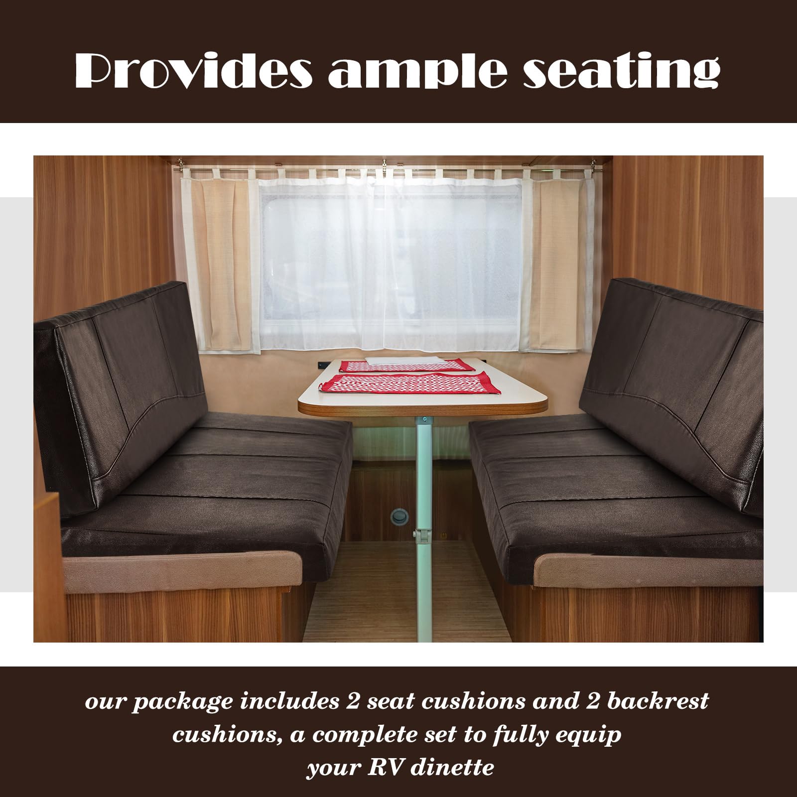 Barydat 2 Sets 40 Inch RV Dinette Cushions Replacement Camper Cushions RV Dinette Booth Seating Backrest with Memory Foam Campin